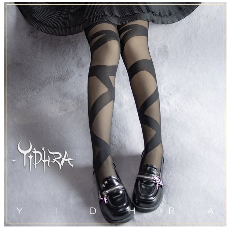 Semi-sheer Striped Pattern Stockings