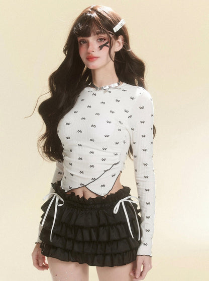 Lace-up Ribbon Slim Bag Top