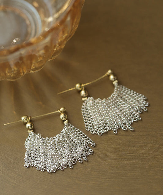 Earrings Original Overgild Design Copper Hoop White Waterfall Tassel