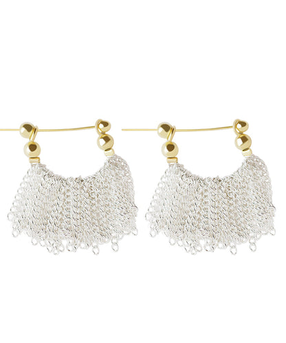 Earrings Original Overgild Design Copper Hoop White Waterfall Tassel