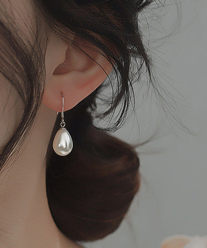 Sterling Earrings Silk Simple Pearl Silver Drop