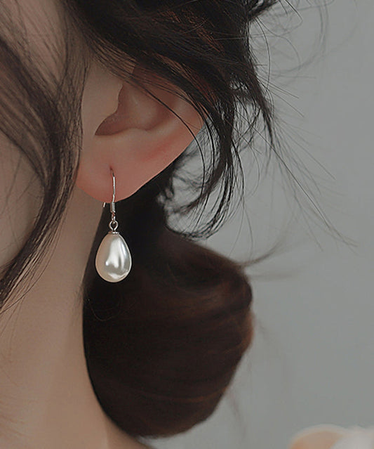 Sterling Earrings Silk Simple Pearl Silver Drop