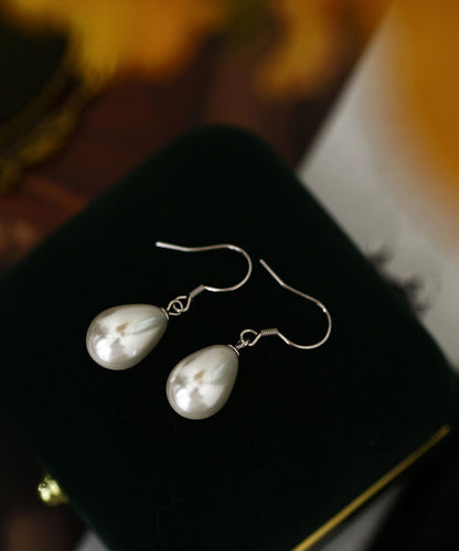 Sterling Earrings Silk Simple Pearl Silver Drop