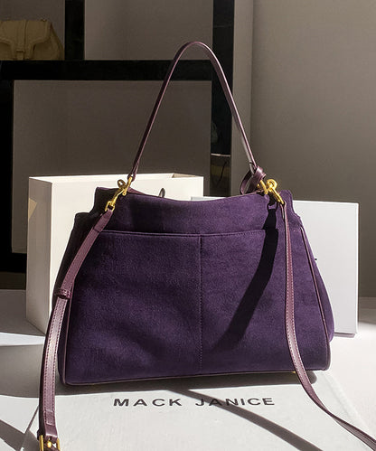 Faux Capacity Bag Shoulder Versatile Suede Purple Simple Large