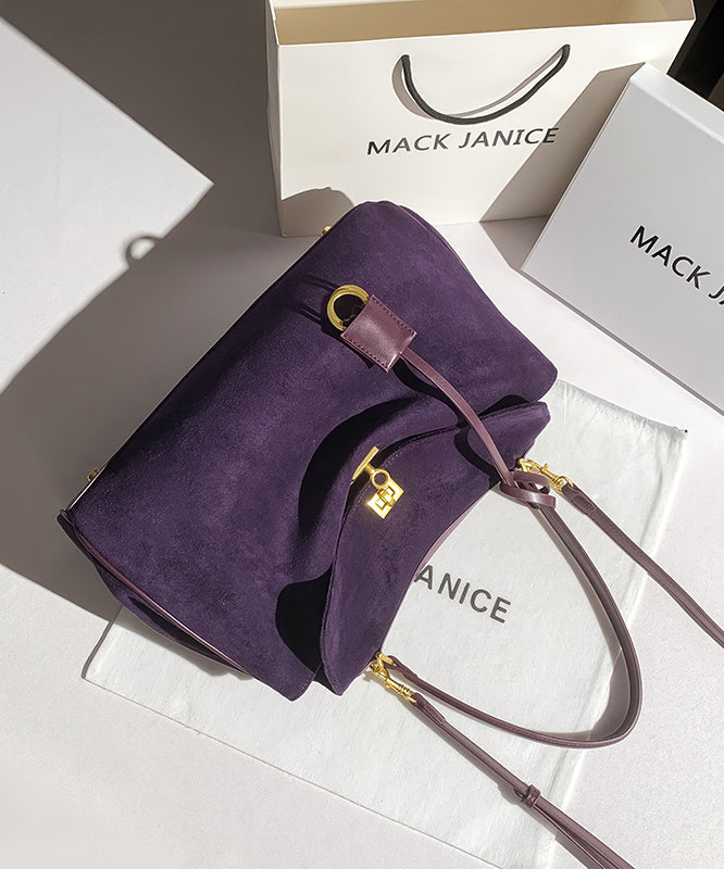 Faux Capacity Bag Shoulder Versatile Suede Purple Simple Large