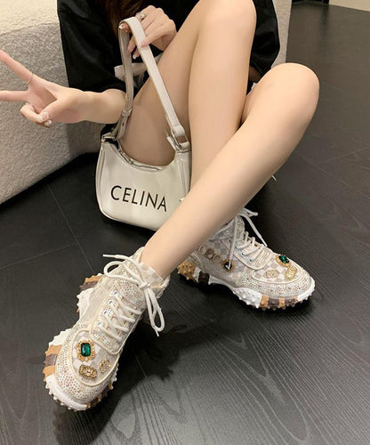 Mesh Atmungsaktive Flache Schuhe Zirkon Füße Grün Stilvolle Spleißen