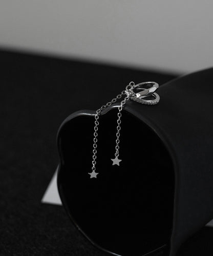 Silk Drop Stylish Zircon Tassel Star Earrings Copper