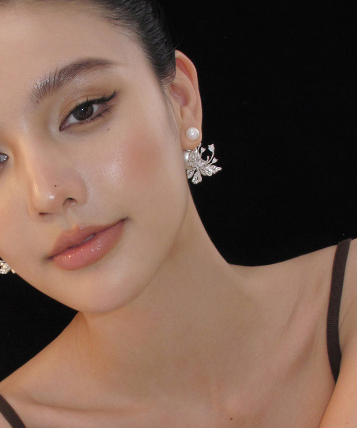 Stud White Sterling Unique Pearl Silver Butterfly Earrings