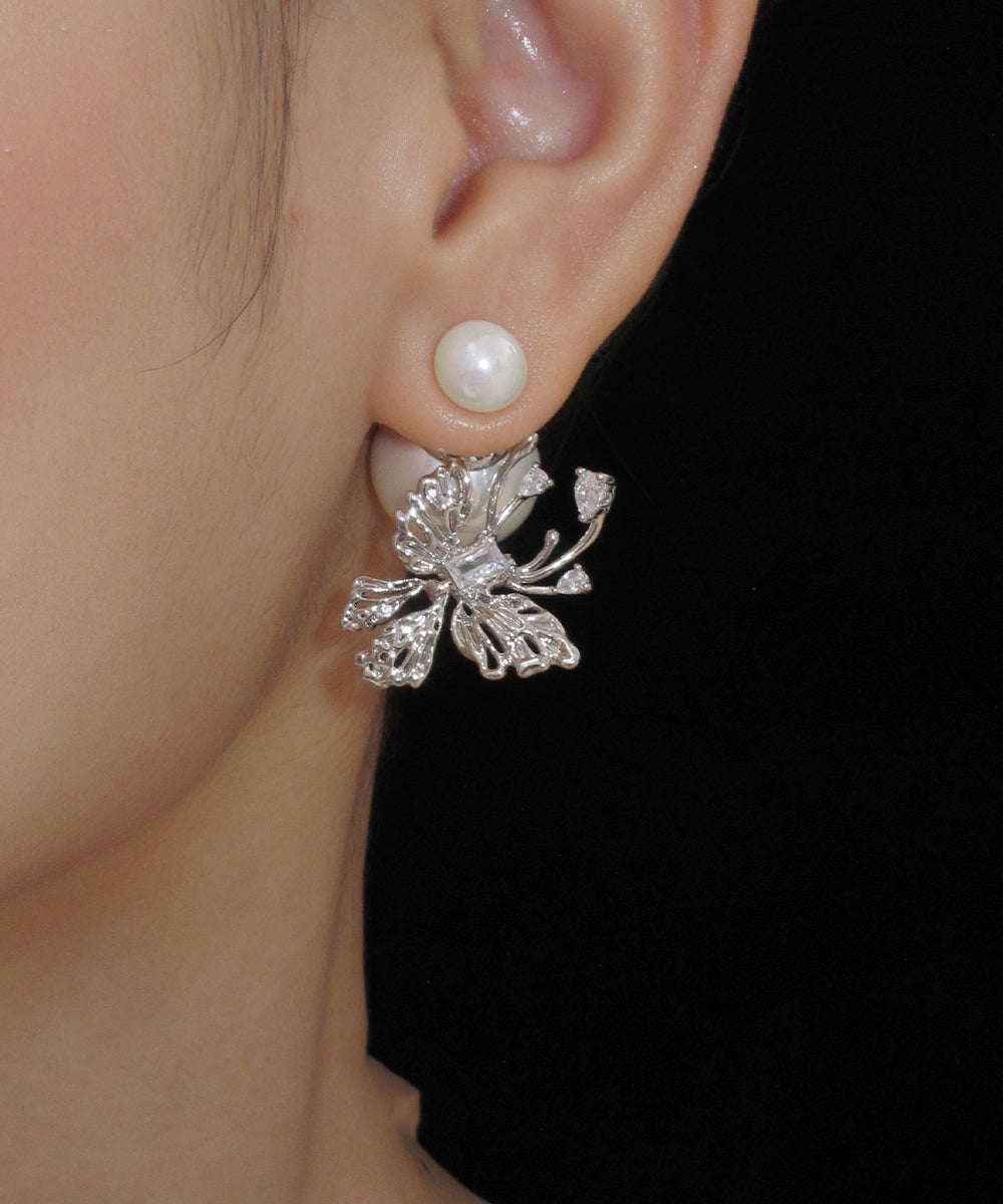 Stud White Sterling Unique Pearl Silver Butterfly Earrings