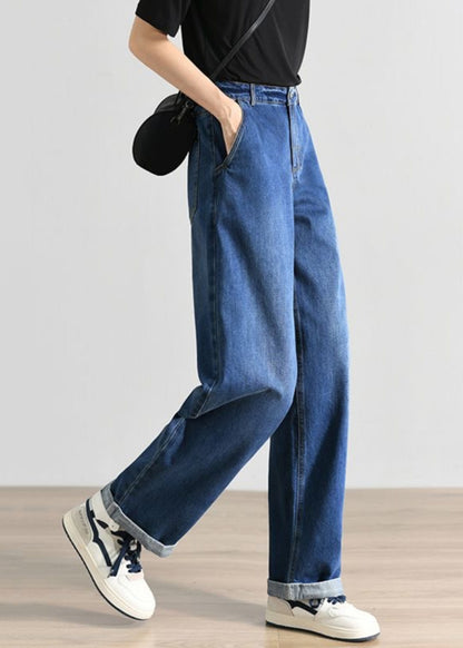 Denim High Blue Waist Sommer Damenhose