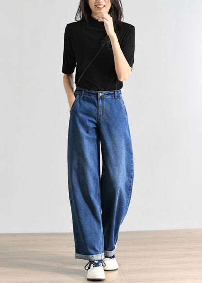 Denim High Blue Waist Sommer Damenhose