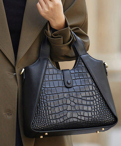 Women Leather Grey Calf Durable Patchwork Tote Bag
