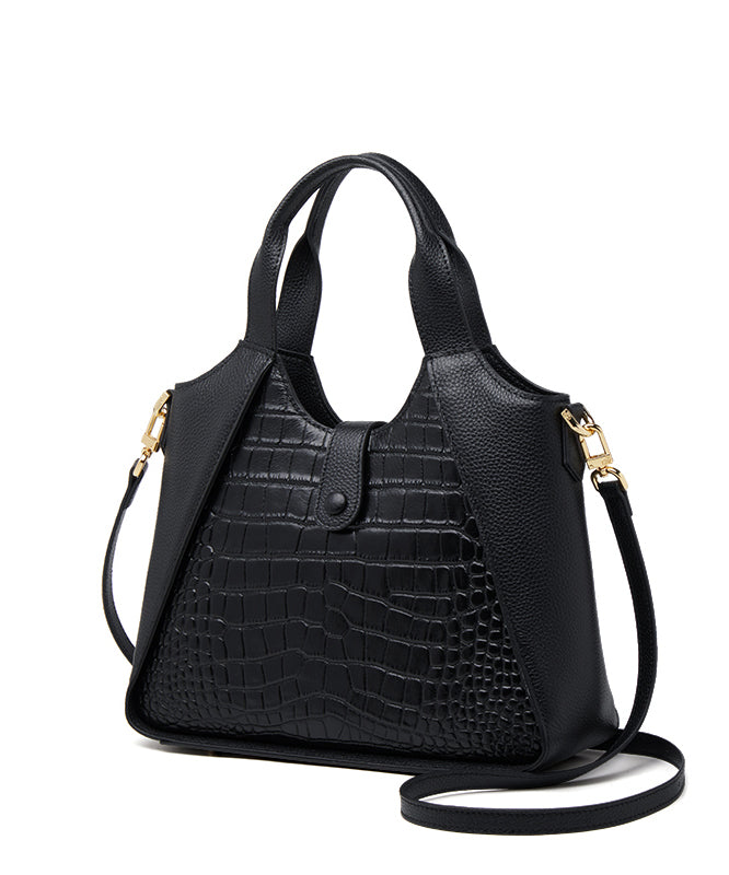 Women Leather Grey Calf Durable Patchwork Tote Bag