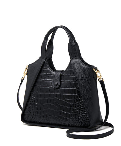 Women Leather Grey Calf Durable Patchwork Tote Bag