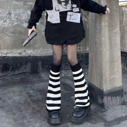 / Warmer Set Striped Leg Tights