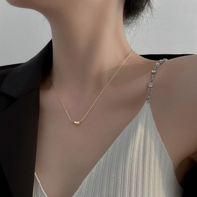 Bean Steel Stainless Pendant Necklace Polished