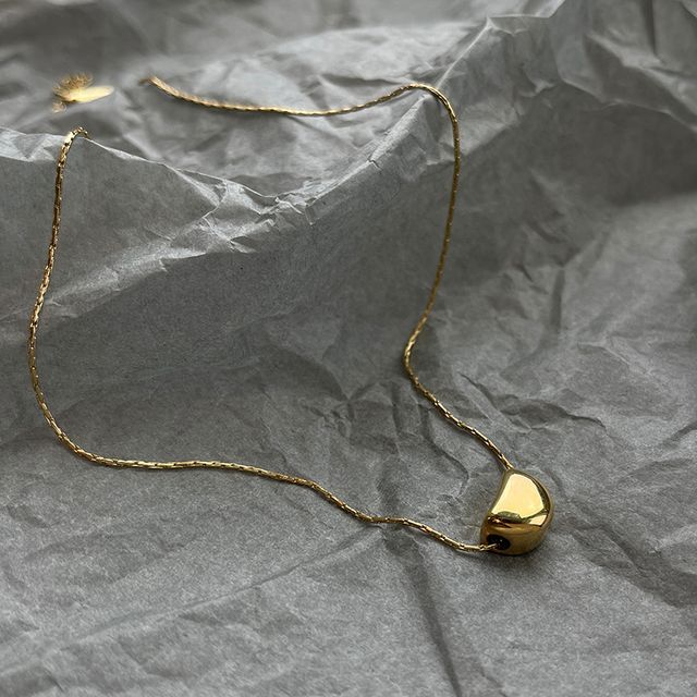 Bean Steel Stainless Pendant Necklace Polished