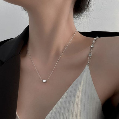 Bean Steel Stainless Pendant Necklace Polished