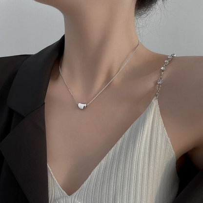 Bean Steel Stainless Pendant Necklace Polished
