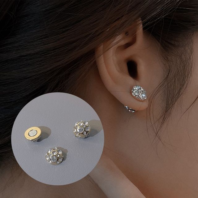 Earring Through Magnetic Alloy Rhinestone