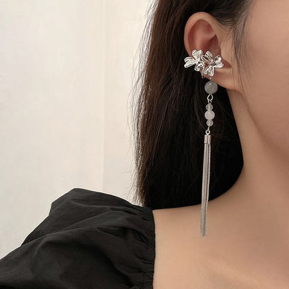 Cuff Alloy Fringed Earring Acrylic Flower