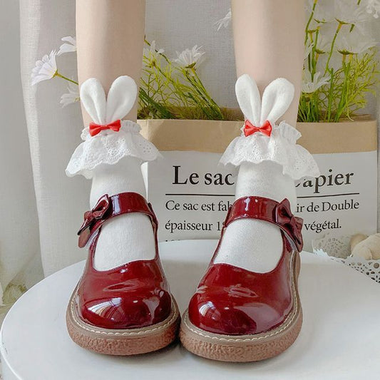 / Rabbit Ear Socks of 2 Bow Accent Set