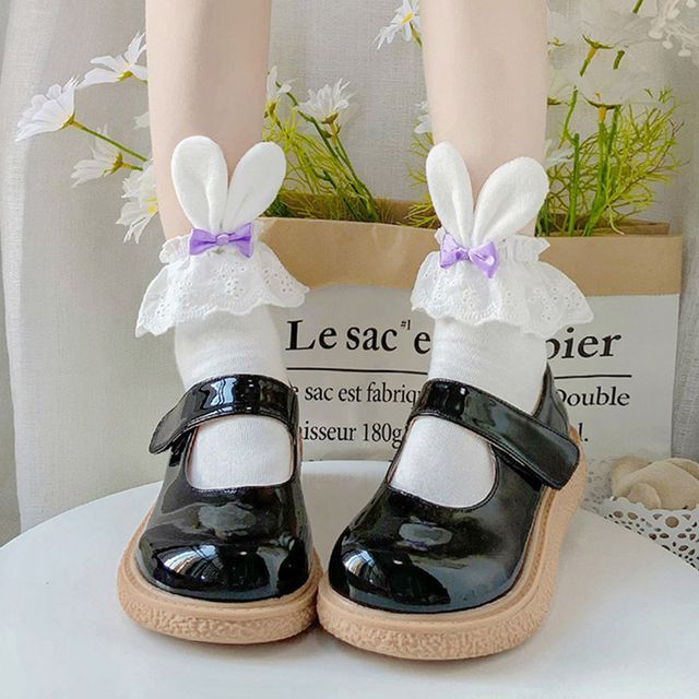 / Rabbit Ear Socks of 2 Bow Accent Set