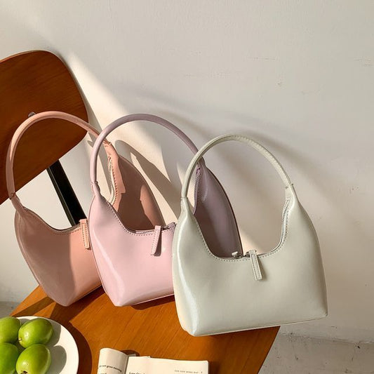 Shoulder Faux Plain Zip Bag Leather