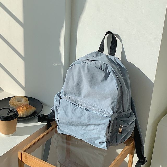 Backpack Plain Nylon Zip