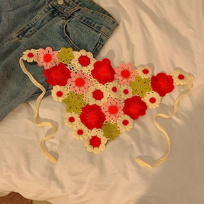Head Embroidered Scarf Floral Lace Crochet