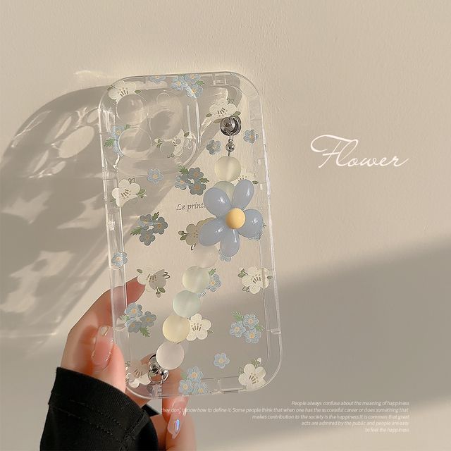ケース ストラップ 透明 花柄 携帯