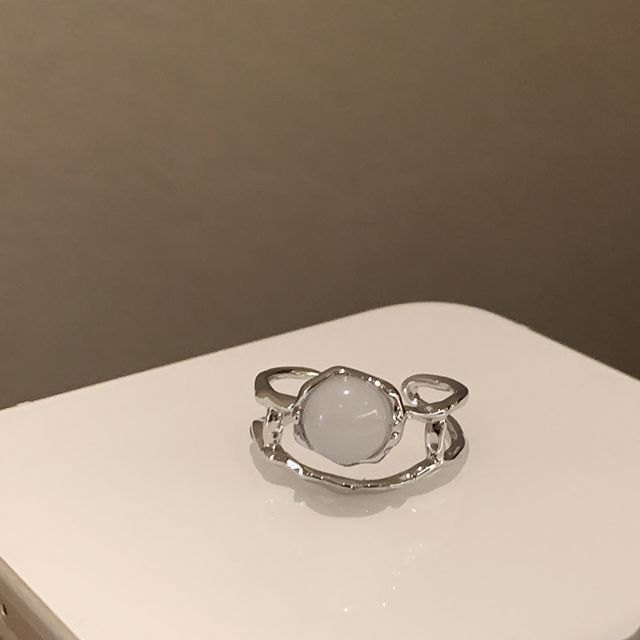 Moonstone Cross Set Open Faux Ring /