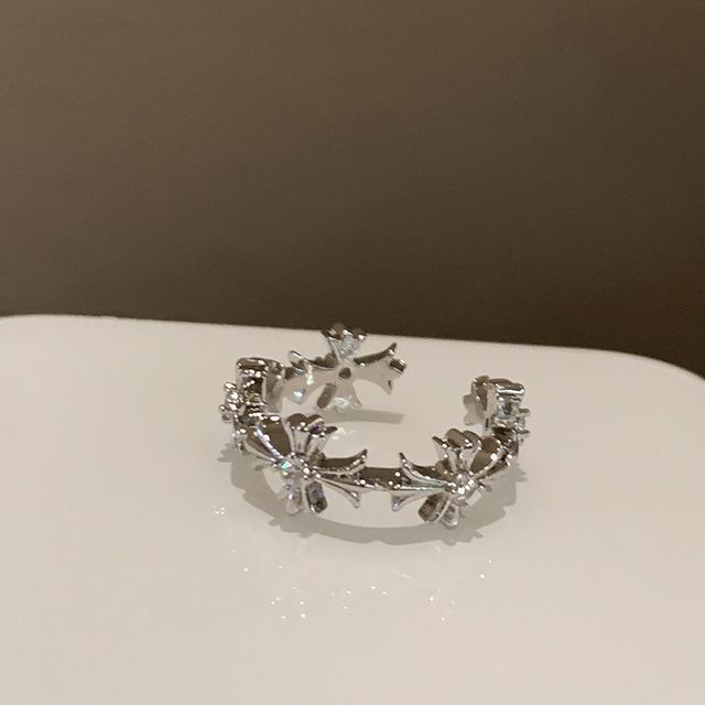 Moonstone Cross Set Open Faux Ring /
