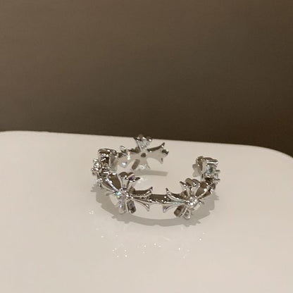 Moonstone Cross Set Open Faux Ring /