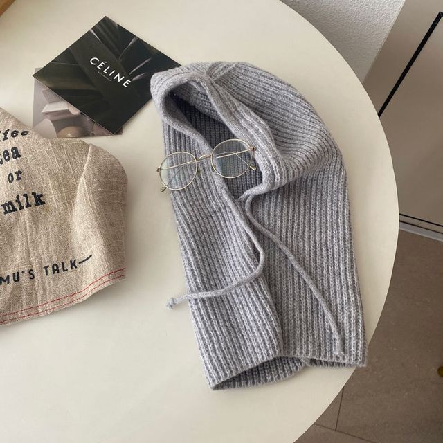Knit Balaclava Plain Drawstring