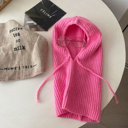 Knit Balaclava Plain Drawstring