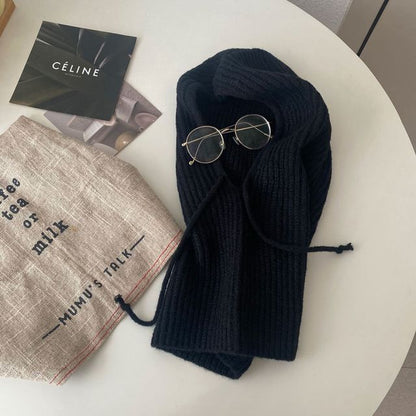 Knit Balaclava Plain Drawstring
