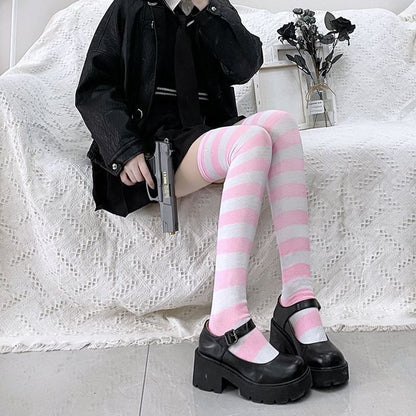 Striped Over-the-Knee Socks