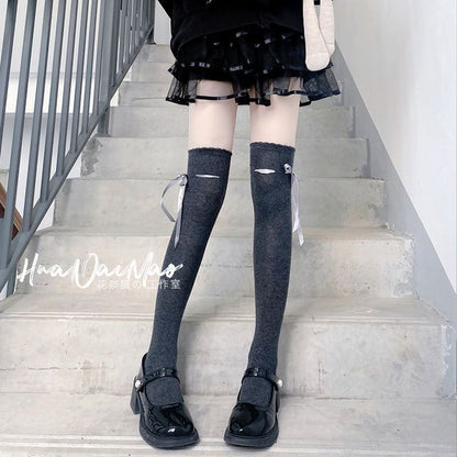 Over-The-Knee Bow Accent Socks