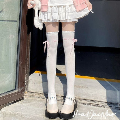 Over-The-Knee Bow Accent Socks