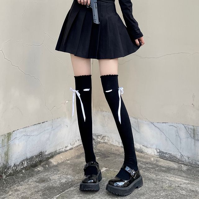 Over-The-Knee Bow Accent Socks