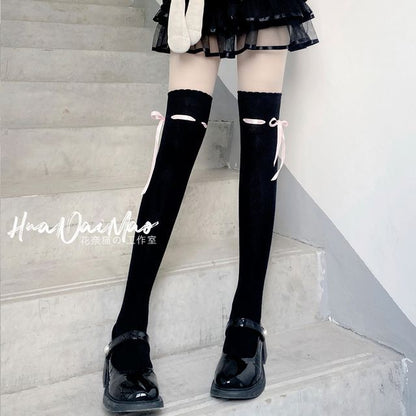 Over-The-Knee Bow Accent Socks