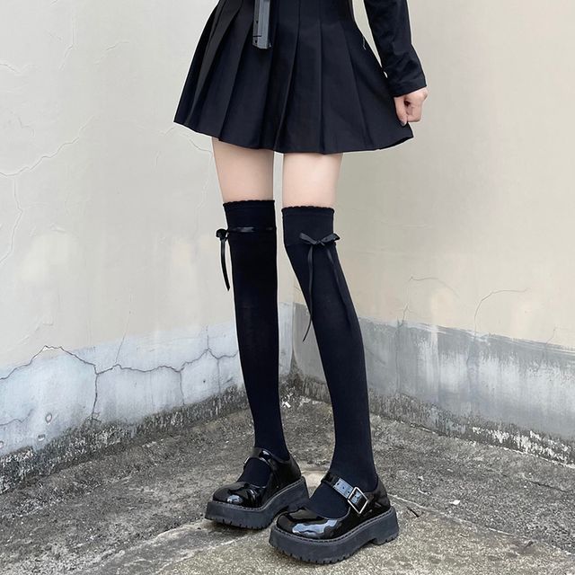Over-The-Knee Bow Accent Socks