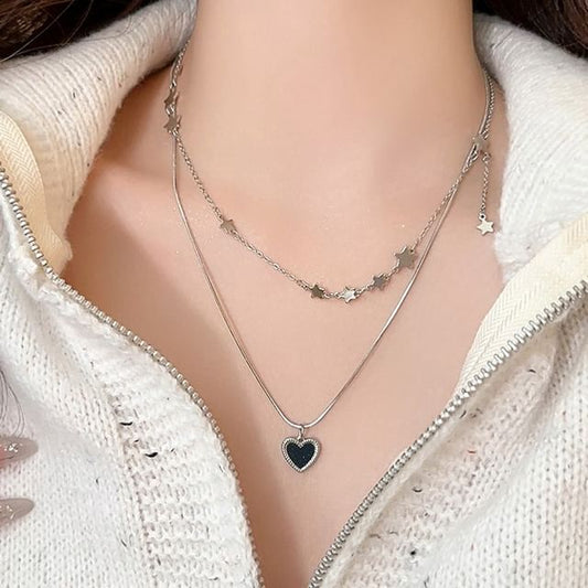 Heart Pendant Alloy Choker Set Necklace Star /