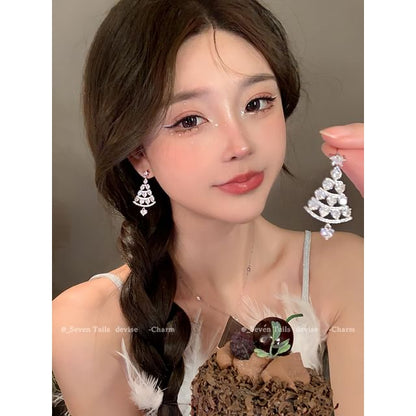 Set / Tree Bracelet Fluffy Drop Christmas Snowflake Earring Choker Chandelier