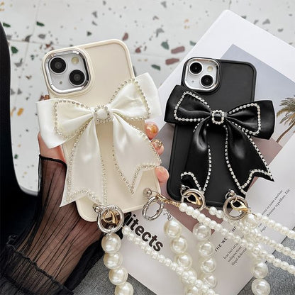 Lanyard Case Phone Bow Faux Pearl