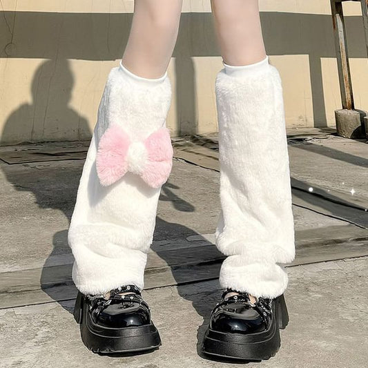 Fluffy Leg Bow Warmers