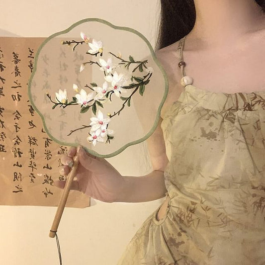 手刺繍/扇子プリントタッセル