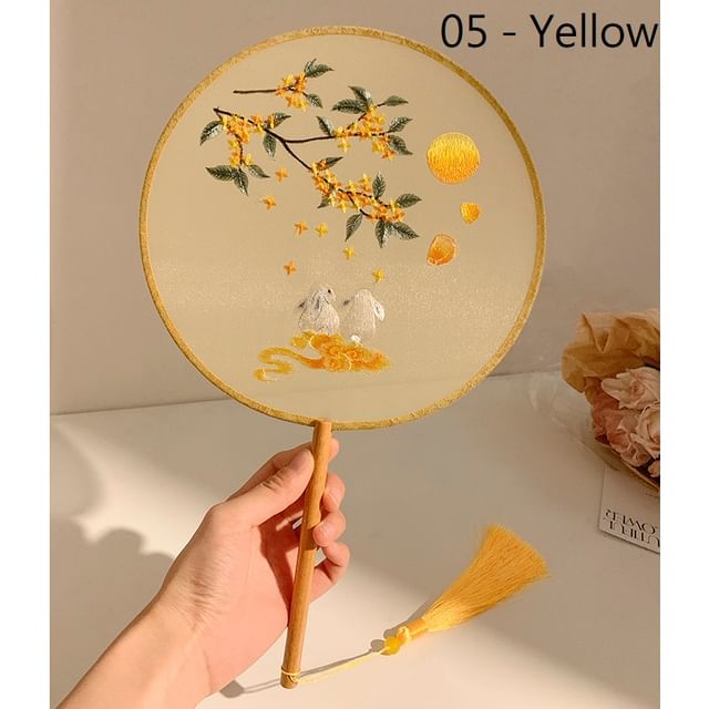 手刺繍/扇子プリントタッセル