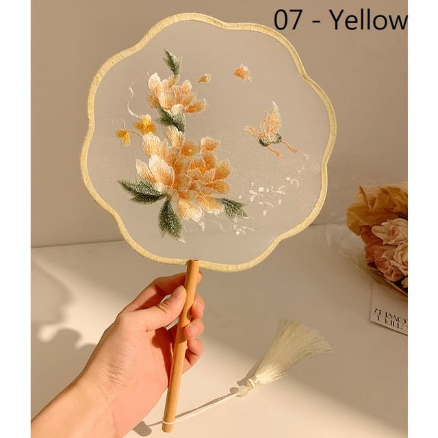 手刺繍/扇子プリントタッセル